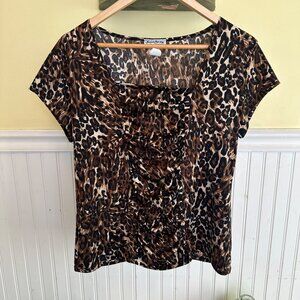 Sweet Clarity XL Vintage 90s Animal Print Short Sleeve Stretch Top